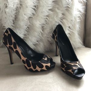 Nine West Peep Toe Pony Hair Pumo